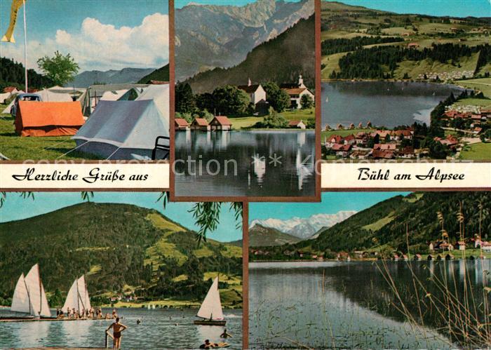 Buehl Alpsee Campingplatz Segelboote Strandbad Panorama
