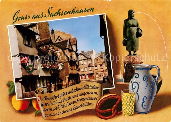 Sachsenhausen Frankfurt Eppelwoi Krug Stadtansicht Gedicht