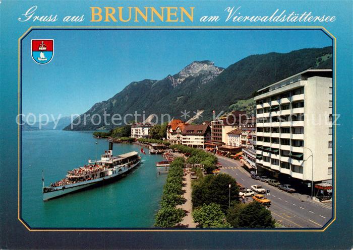 Dampfer Seitenrad Brunnen Vierwaldstaettersee