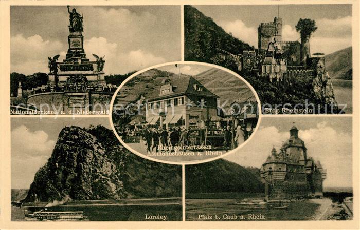 Assmannshausen Nationaldenkmal Rheingoldterrasse Burg Rheinstein Loreley Die Pfa