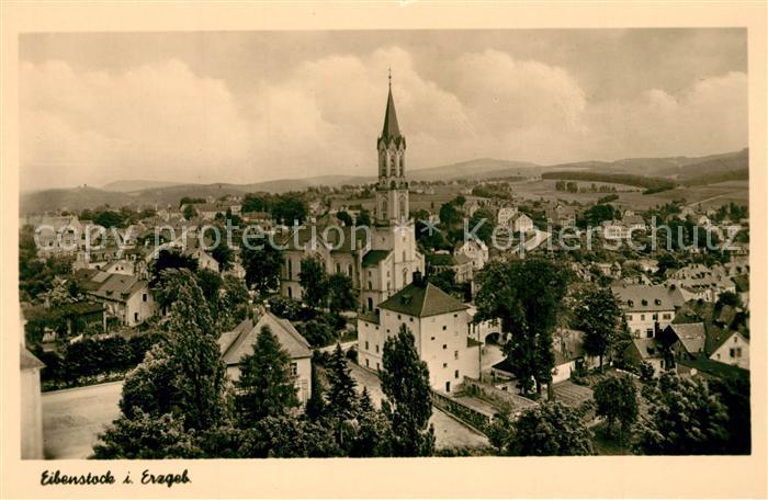 Eibenstock Stadtblick mit Kirche