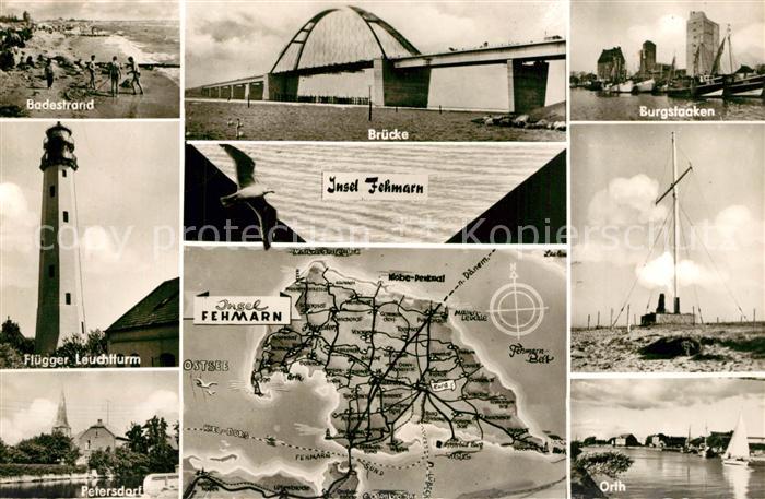 Fehmarn Badestrand Bruecke Burgstaaken Fluegger Leuchtturm Petersdorf Inselkarte