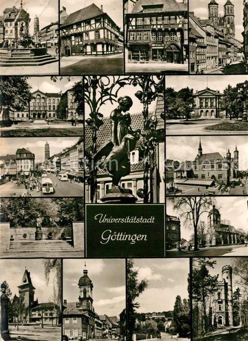 Goettingen Niedersachsen Brunnen Rathaus Markt Gaenseliesel Schloss