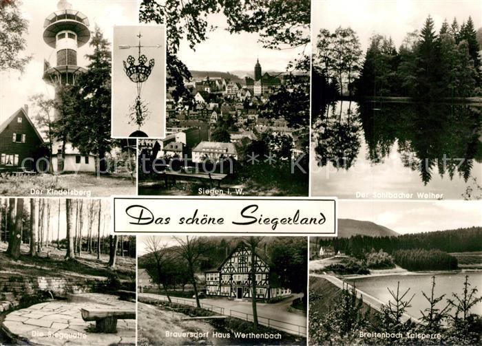 Siegen Westfalen Kindelsberg Stadtblick Weiher Siegquelle Haus Werthenbach Breit