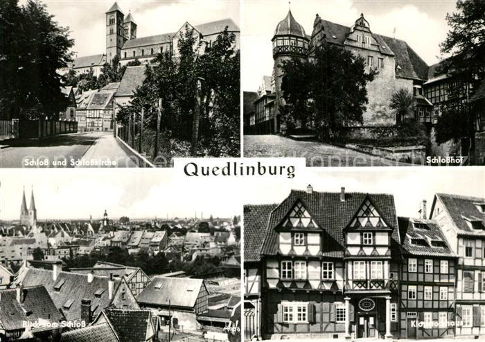 Quedlinburg Schloss und Schlosskirche Schlosshof Panorama Klopstockhaus