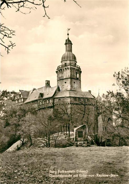 Falkenstein Harz Burg Falkenstein mit Eicke von Repkow Stein