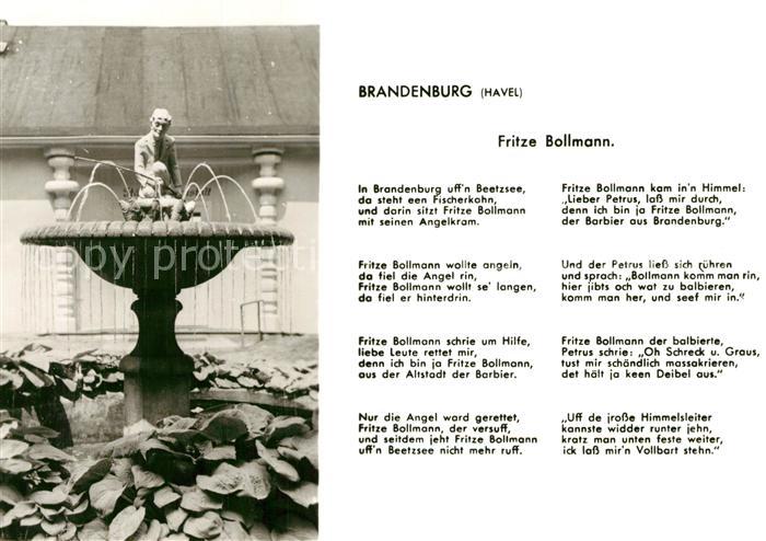 Brandenburg Havel Fritze Bollmann Brunnen und Gedicht
