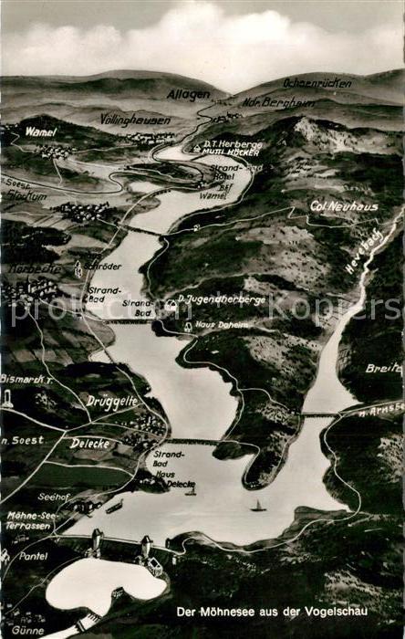 Moehnesee Talsperre und Umgebung aus der Vogelschau