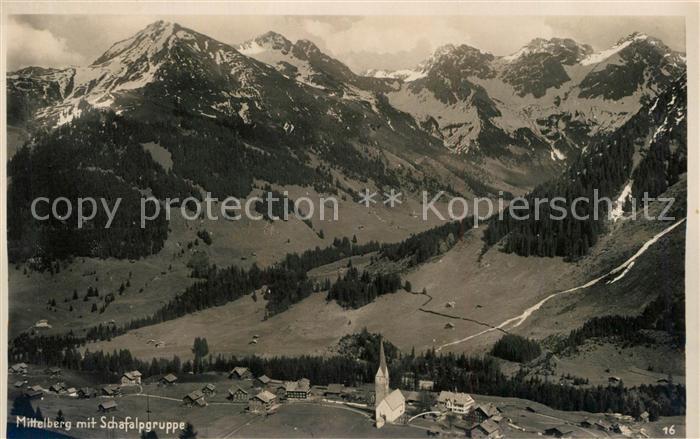 Mittelberg Kleinwalsertal mit Blick zur Schafalpgruppe Fliegeraufnahme