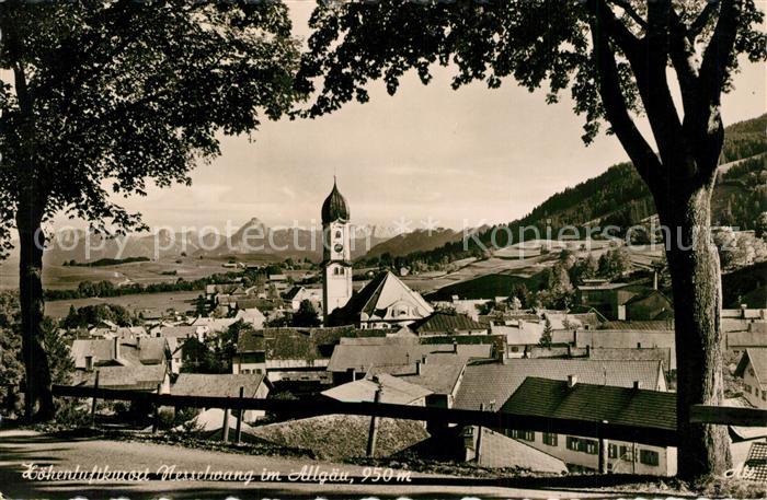 Nesselwang Ortsansicht mit Kirche Hoehenluftkurort Alpenblick