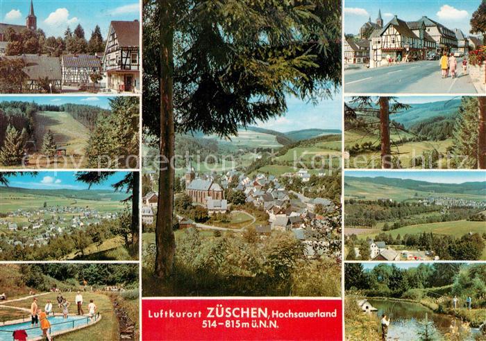 Zueschen Sauerland Panorama Luftkurort Wassertreten Hauptstrasse Fachwerkhaeuser