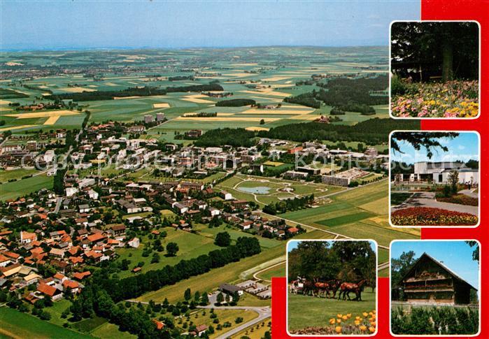 Bad Fuessing Blumenbeet Kurpark Pferdegespann Fliegeraufnahme