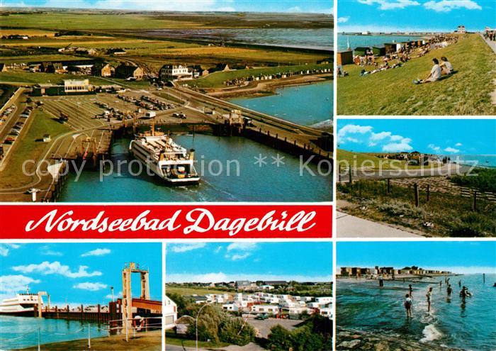 Dagebuell Hafen Nordseebad Faehre Fliegeraufnahme Campingplatz Strand Promenade