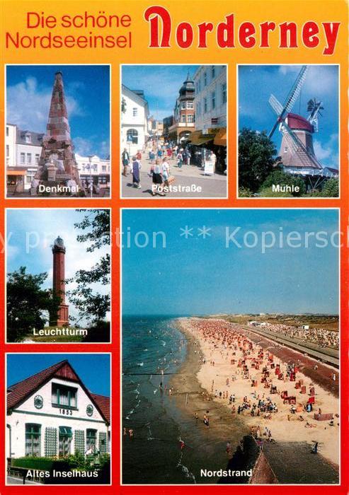 Norderney Nordseebad Denkmal Poststrasse Muehle Leuchtturm Altes Inselhaus Nords