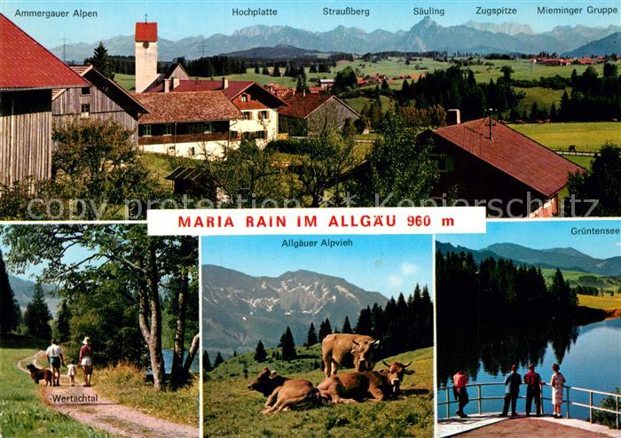 Maria Rain Allgaeu Ortsansicht mit Kirche Landschaftspanorama Alpen Gruentensee
