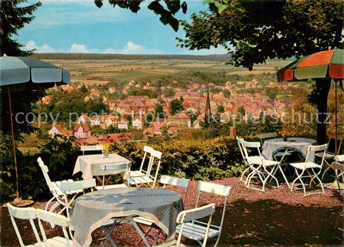 Melsungen Fulda Panorama Blick vom Balkon der Stadt Waldhotel Lindenlust