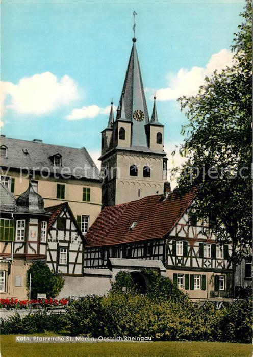 Oestrich-Winkel Katholische Pfarrkirche St Martin Fachwerkhaeuser