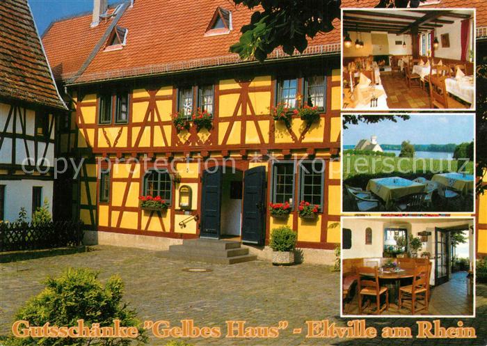 Eltville Rhein Gutsschaenke Gelbes Haus Fachwerkhaus Terrasse