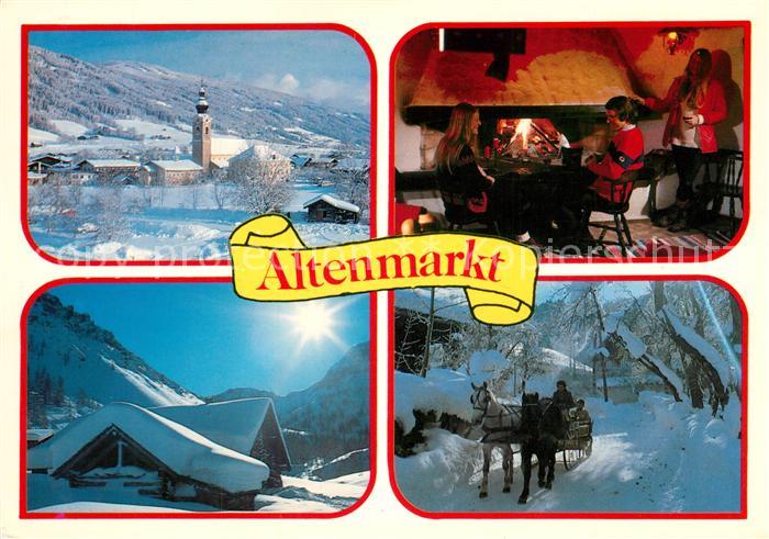 Zauchensee Winterlandschaft Wintersportplatz Berghuette Kamin Pferdeschlitten