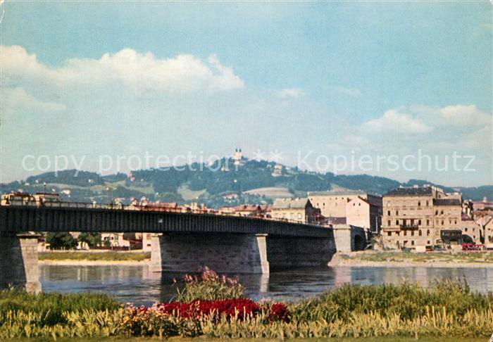 Linz Donau Nibelungenbruecke mit Poestlingberg