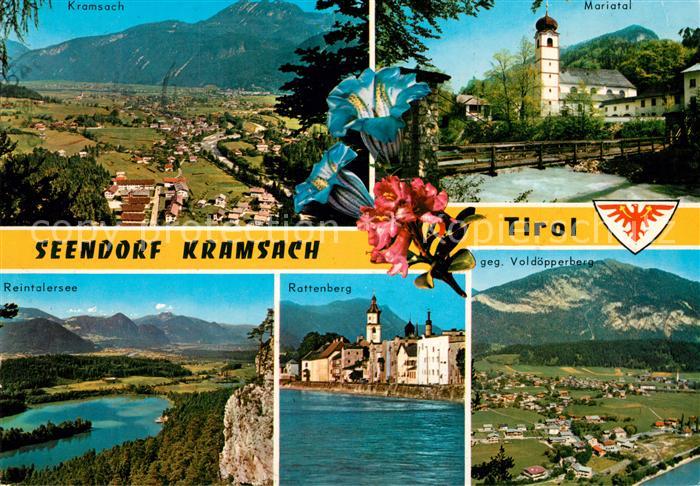 Kramsach Panorama Ortsmotiv mit Kirche Mariatal Reintalersee Rattenberg Blick ge