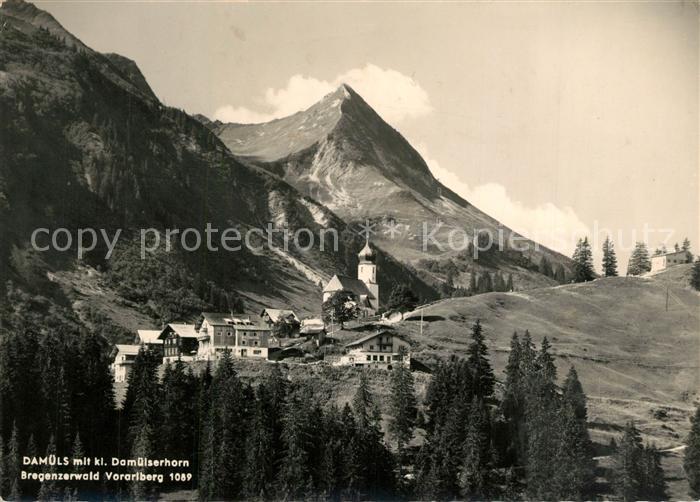 Damuels Vorarlberg Ortsansicht mit Kirche Kleines Damuelserhorn Bregenzerwald