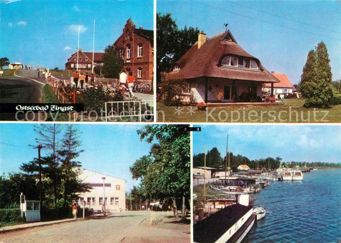 Zingst Ostseebad Strandstrasse Urlauber Restaurant Blick zum Hafen
