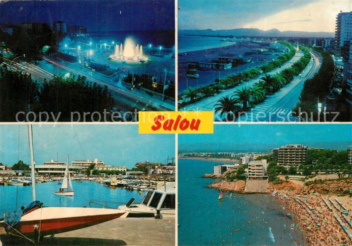 Salou Fuente luminosa y playa de noche Fontaene Strand Promenade Hafen
