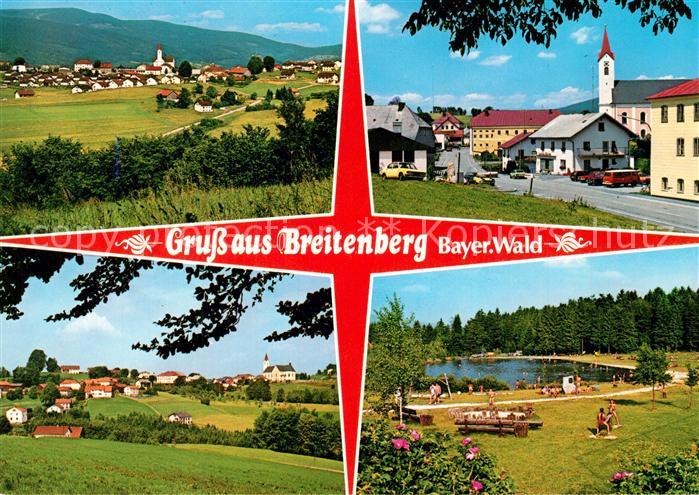 Breitenberg Niederbayern Landschaftspanorama Ortsmotiv mit Kirche Freibad