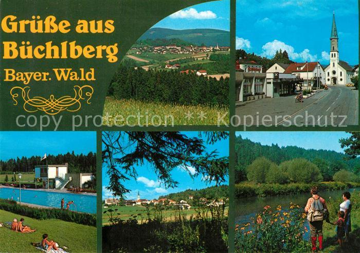 Buechlberg Landschaftspanorama Ortsmotiv mit Kirche Wandern Freibad