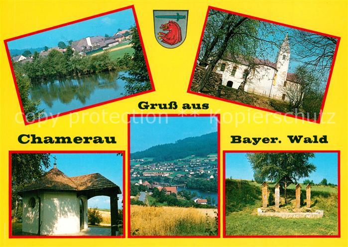 Chamerau Partie am Fluss Kapelle Kirche Grabmal Panorama