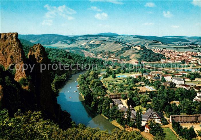 Bad Muenster Stein Ebernburg Rheingrafenstein mit Nahe und Ebernburg