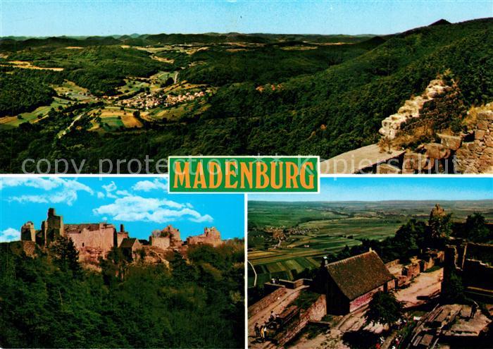 Eschbach Pfalz Landschaftspanorama Wasgau Burgruine Madenburg