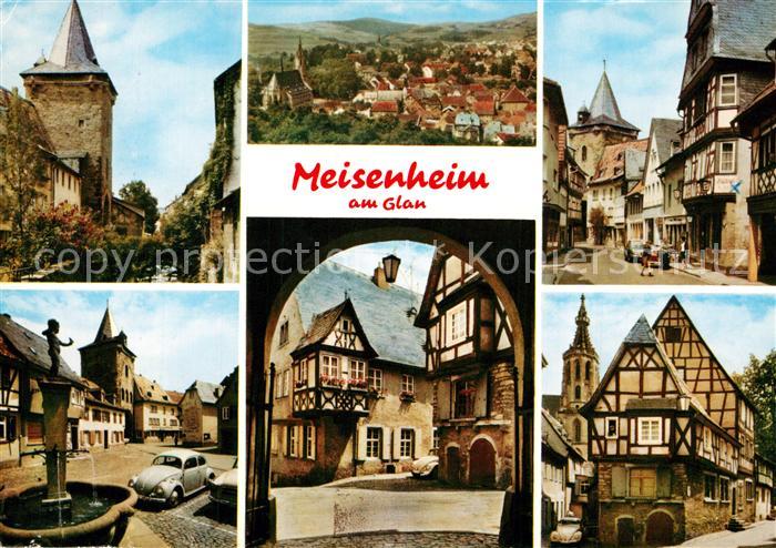 Meisenheim Glan Stadtpanorama Altstadt Fachwerkhaeuser Brunnen Turm