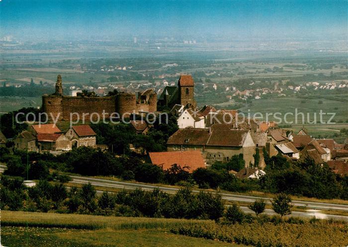 Neuleiningen Stadtbild mit Burgruine Blick ins Tal