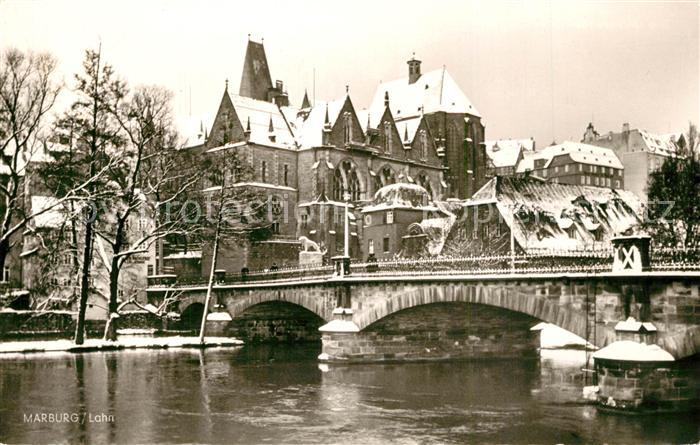 Marburg Lahn Lahnbruecke Universitaet im Winter