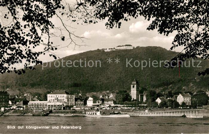 Koenigswinter Blick ueber den Rhein Petersberg