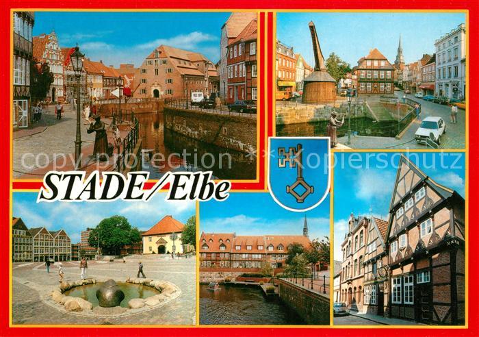 Stade Niederelbe Kanal Schwedenspeicher Museum Holzkran Historisches Gebaeude Fa