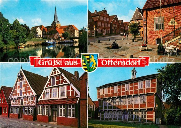 Otterndorf Niederelbe Partie an der Niederelbe Altstadt Platz Fachwerkhaeuser Sc