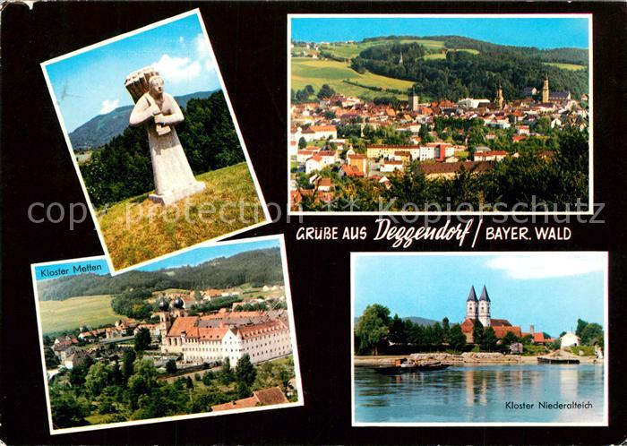 Deggendorf Donau Stadtpanorama Kloster Niederalteich Kloster Metten Statue