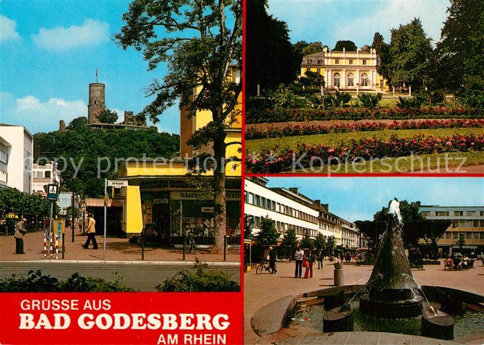 Bad Godesberg Fussgaengerzone Brunnen Burg Schloss Park