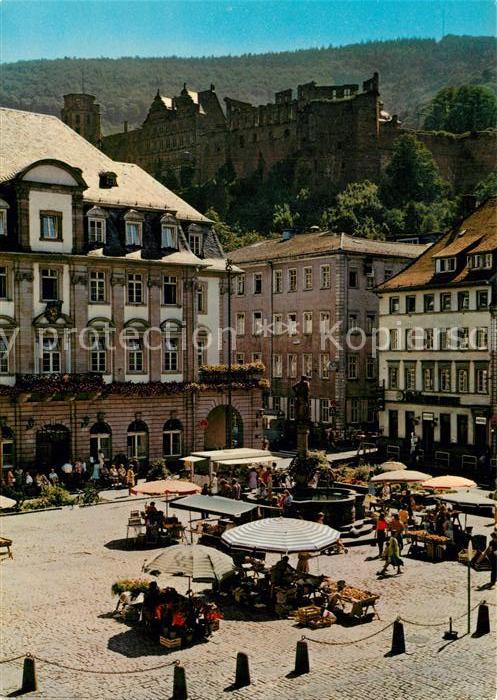 Heidelberg Neckar Marktplatz Rathaus Schloss