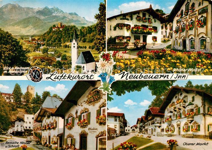 Neubeuern Panorama mit Wendelstein Schoener Winkel Oberer Markt Bemalte Haeuser