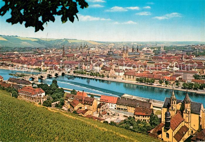 Wuerzburg Stadtpanorama Blick ueber den Main