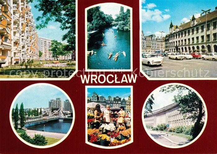 Popowice Wroclaw Siedlung Hochhaeuser Markt Oderbruecke Gebaeude