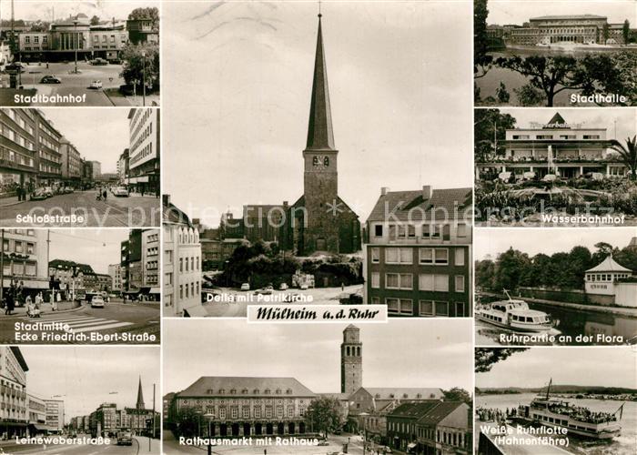 Muelheim Ruhr Bahnhof Strassenpartien Stadtmitte Rathaus Markt Kirche Stadthalle