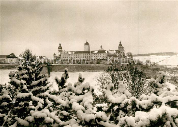 Wuerzburg Winterpanorama Festung Marienberg