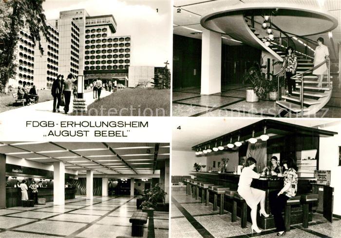 Friedrichroda FDGB Erholungsheim August Bebel Wendeltreppe Empfangshalle Hallenb