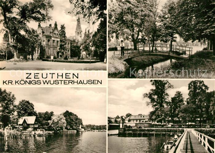 Zeuthen Rathaus Partie an der Dahme Bruecke Zeuthener See Steg
