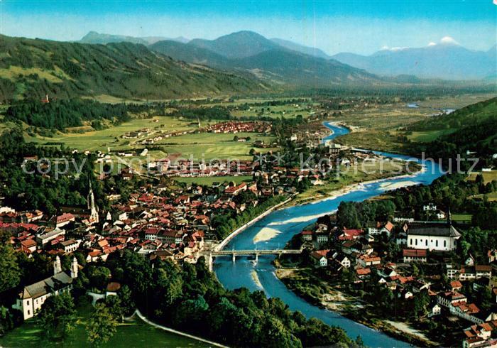 Bad Toelz Blick ins Isartal Alpenpanorama Fliegeraufnahme